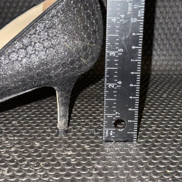 JIMMY CHOO Isabel Black Glitter Peep Toe Low Heels Pumps Shoe Women Size 11 (41) - Picture 9 of 9